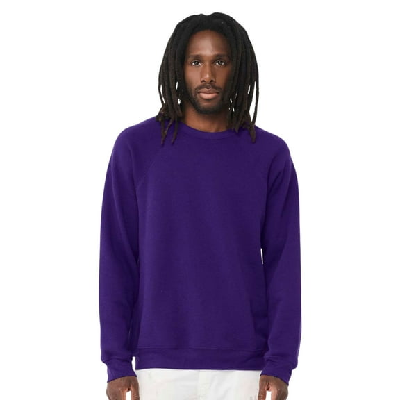 Unisex Sponge Fleece Raglan Crewneck Sweatshirt, 52/48 Cotton/Polyester Long Sleeve Winter Sweater (Team Purple 1 Pack, L)