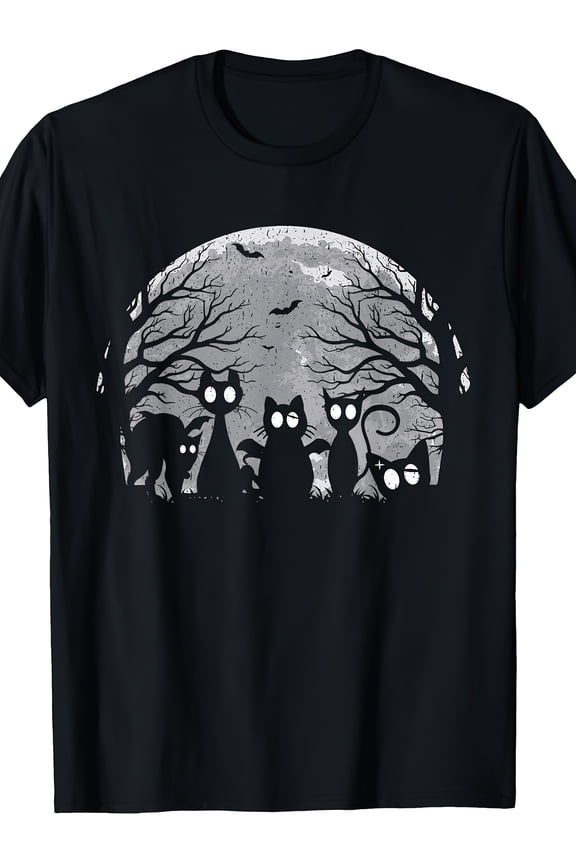 Unisex Spooky Retro Halloween Black Cat T-Shirt