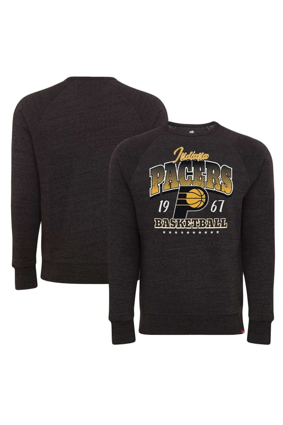 Unisex Sportiqe Black Indiana Pacers Harmon Super Soft Tri-Blend Raglan Pullover Sweatshirt