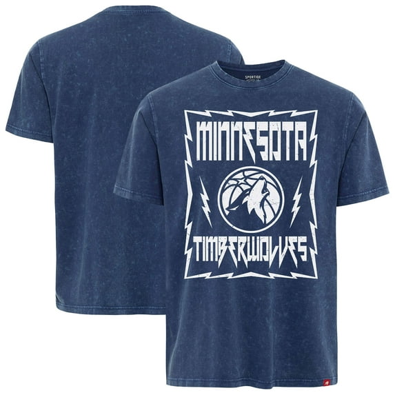 Unisex-Sportiqe Blue Minnesota Timberwolves Distressed Rock & Roll Collection Angus Premium Mineral Wash T-Shirt