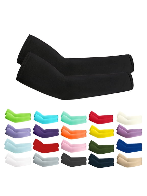Unisex Sports Arm Sleeves with UV Blocking Technology and Moisture Wicking Fabric Featuring Elastic Fit Design Black