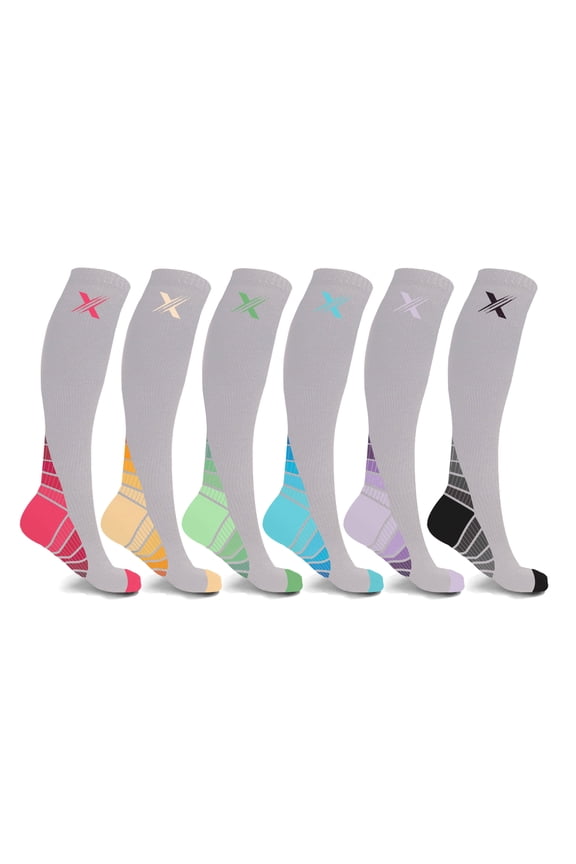 Unisex Sports Compression Socks - Made for Running, Athletics, Pregnancy and Travel - 6 Pair