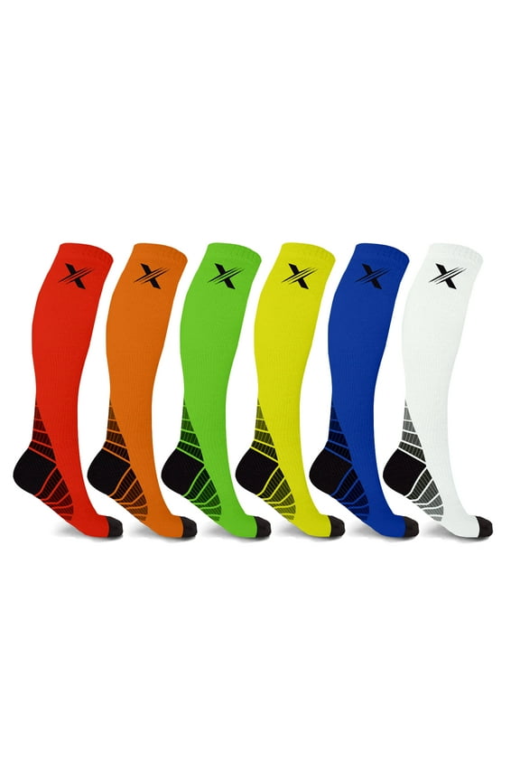 Unisex Sports Compression Socks - Made for Running, Athletics, Pregnancy and Travel - 6 Pair