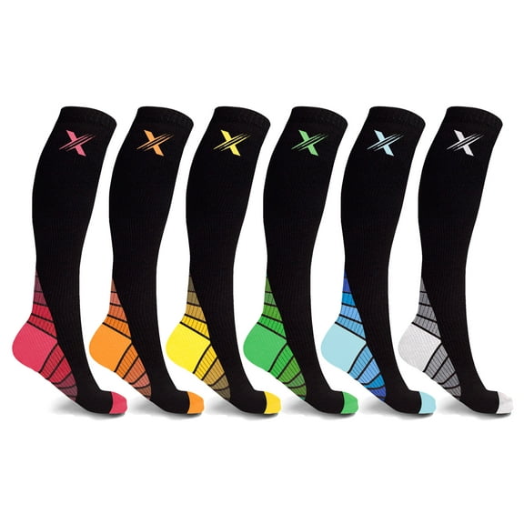 Unisex Sports Compression Socks - Made for Running, Athletics, Pregnancy and Travel - 6 Pair