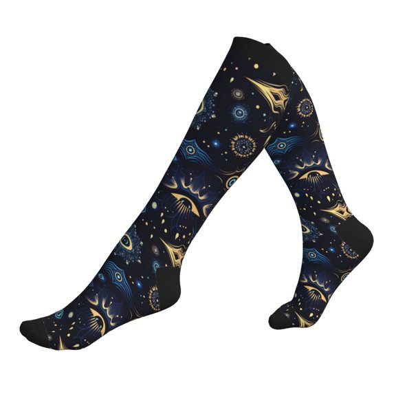 Unisex Sports Compression Socks for Nurses, Travel, Hiking & Office Work for Men Women, Cool Magic Evil Eyes