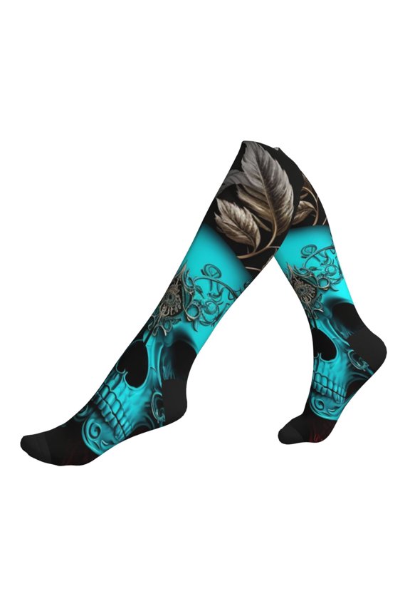 Unisex Sports Compression Socks for Nurses, Travel, Hiking & Office Work for Men Women, Cool Skulls Gothic Day Of The Dead