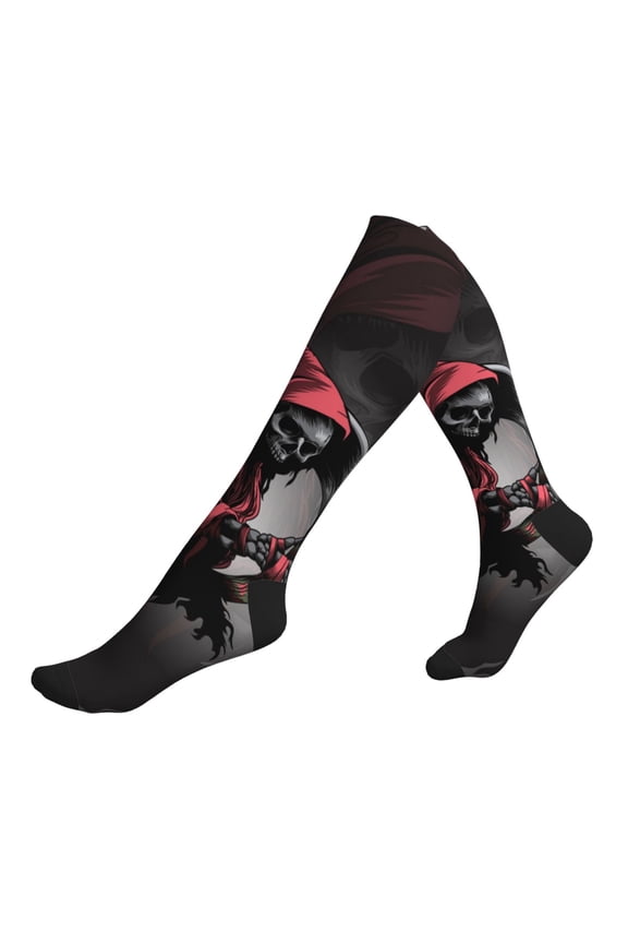 Unisex Sports Compression Socks for Nurses, Travel, Hiking & Office Work for Men Women, Gothic Death Skull Grim Reaper