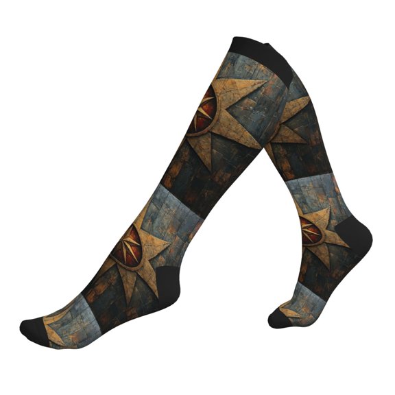 Unisex Sports Compression Socks for Nurses, Travel, Hiking & Office Work for Men Women, Magic Rune Stars
