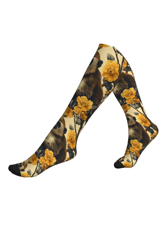 Unisex Sports Compression Socks for Nurses, Travel, Hiking & Office Work for Men Women, Monkey Banana Patterns Vintage
