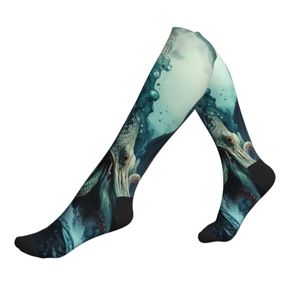 Unisex Sports Compression Socks for Nurses, Travel, Hiking & Office Work for Men Women, Octopus Kraken Monster Ocean Art