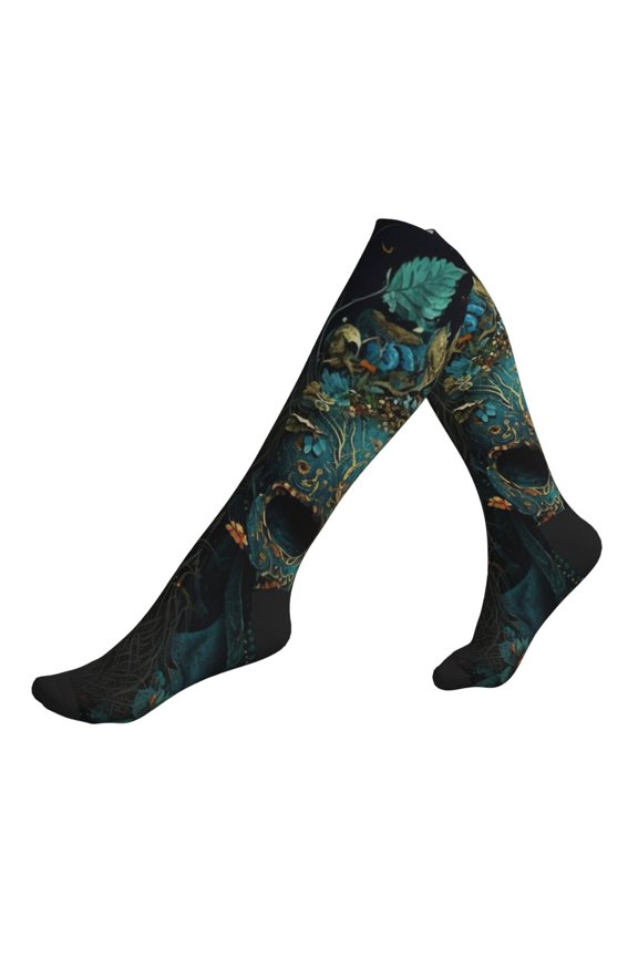 Unisex Sports Compression Socks for Nurses, Travel, Hiking & Office Work for Men Women, Skulls Gothic Day Of The Dead Skull Lovers