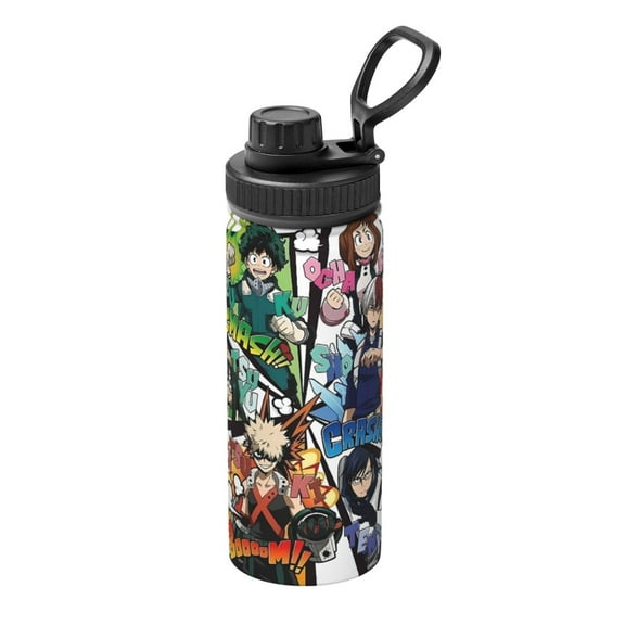 Unisex Sports Insulated Water Bottles, My Hero Academia Kettle Stainless Steel Portable Cup 18oz For School Travel Gym Running
