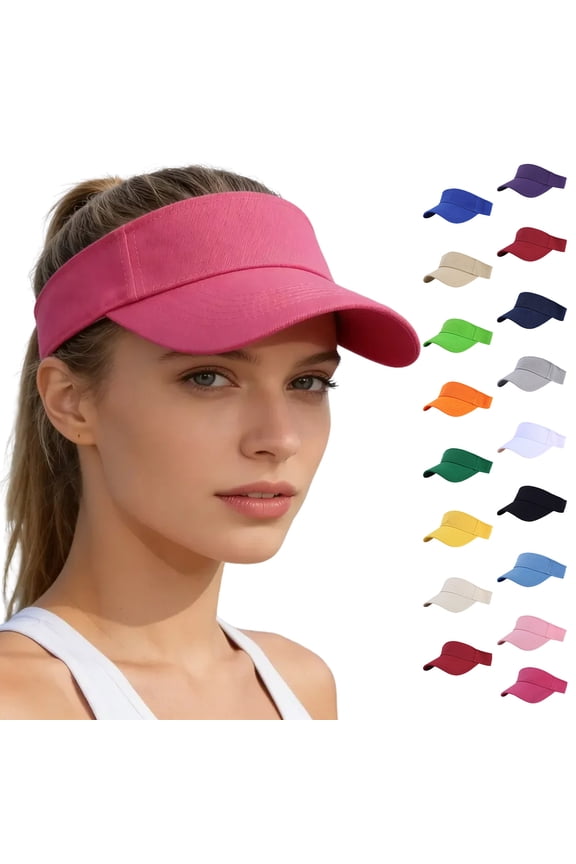 Unisex Sports Visor, Adjustable UV Protection Sun Hat for Running, Lightweight Breathable Athletic Visor Cap for Tennis Golf, Solid Color Quick Dry Headwear, Wine