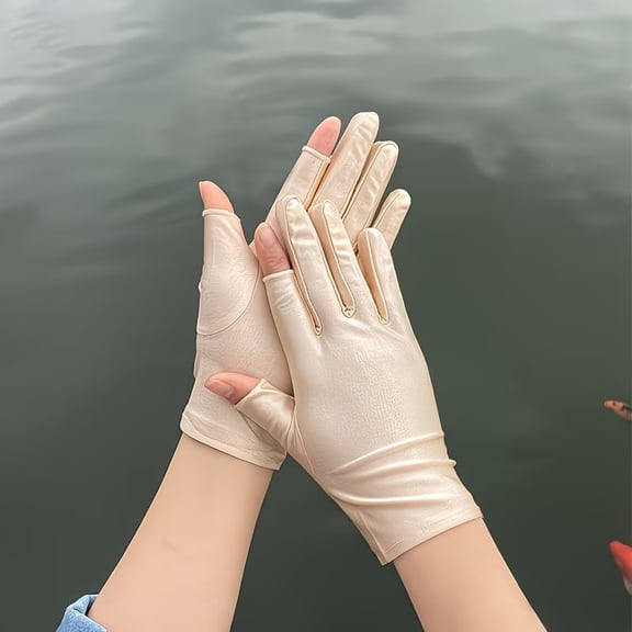 Unisex Spring and Autumn Two-Finger Touch Screen Gloves - 2 Pack Lightweight Spandex Half-Finger Gloves for Outdoor Sports