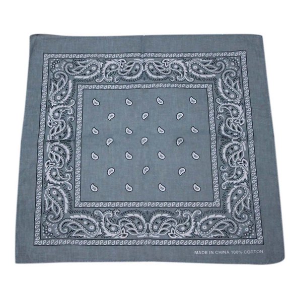 Unisex Square Bandana Head Scarf - Paisley Print Cotton Hair Wrap, Retro Hip Hop Headwear, Versatile Neck Scarf Wrist Wrap for Men Women Dance Street Style Gray