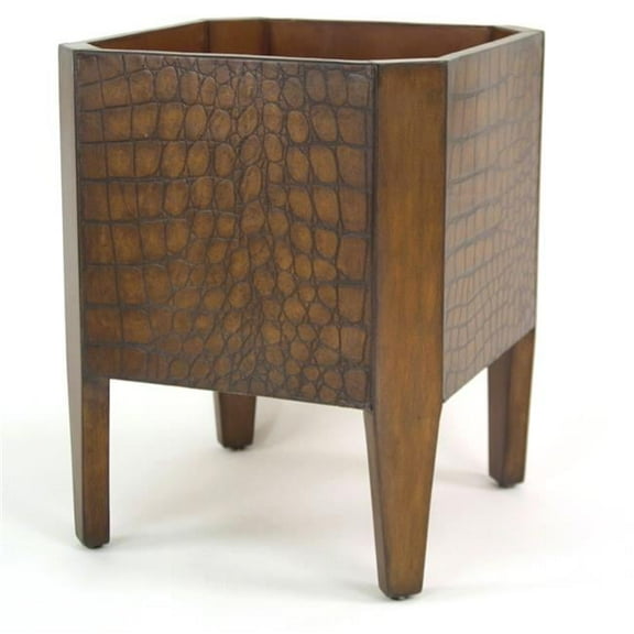 Unisex Square Brown Embossed Crocodile Tree Planter