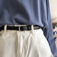 thumbnail image 1 of Unisex Square Buckle Pin Faux Leather Belt No Holes Adjustable Thin Waistband Shirt Dress Waist Strap, 1 of 7