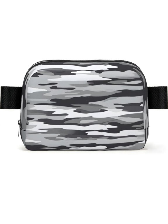 Unisex Square Waist Bag Stylish Backpack For Hiking Running Fitness Workouts Shopping And Travel Vector Camouflage Pattern Gray_1