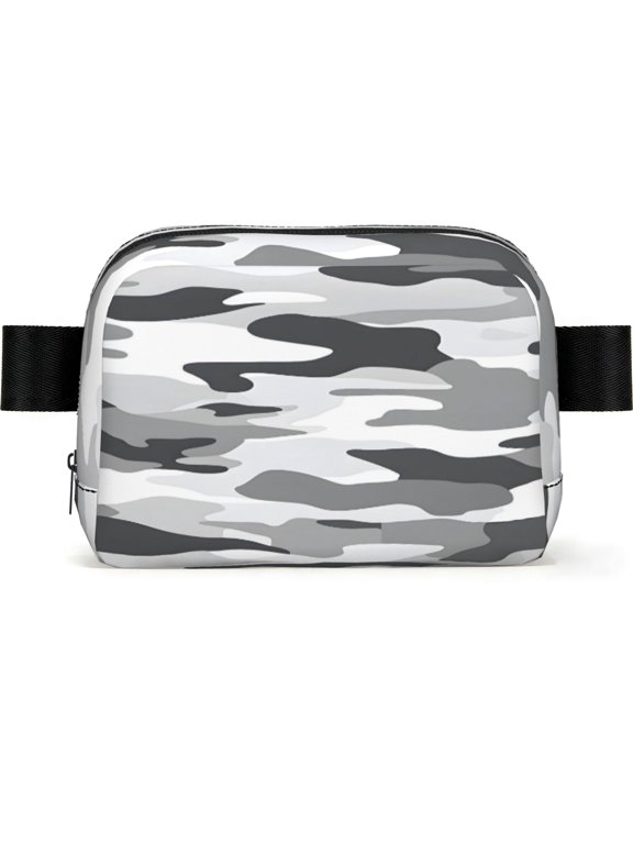 Unisex Square Waist Bag Stylish Backpack For Hiking Running Fitness Workouts Shopping And Travel Vector Camouflage Pattern Gray_2
