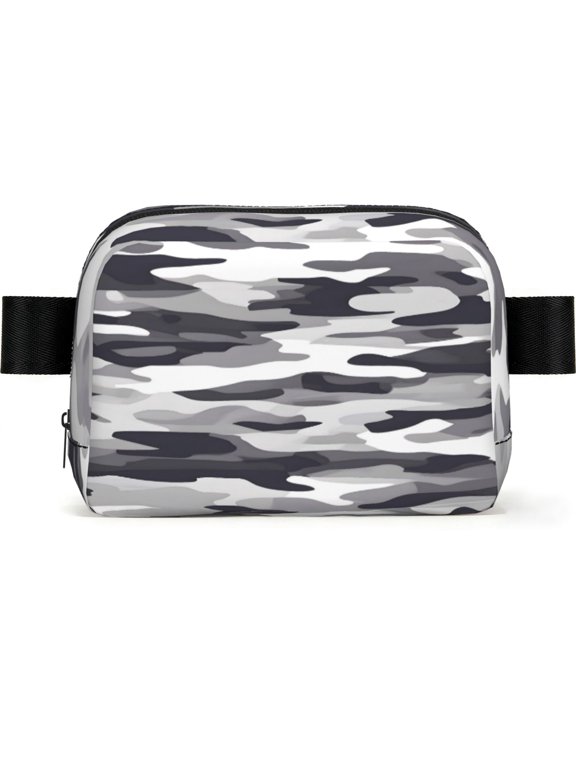 Unisex Square Waist Bag Stylish Backpack For Hiking Running Fitness Workouts Shopping And Travel Vector Camouflage Pattern Gray_4