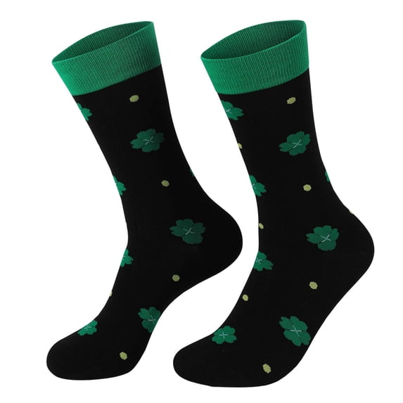 Unisex St. Patrick's Day Socks Lucky Shamrock Print Mid-Calf Socks Festive Green Knit Socks Novelty Holiday Outfits Fun Crew Socks For Party