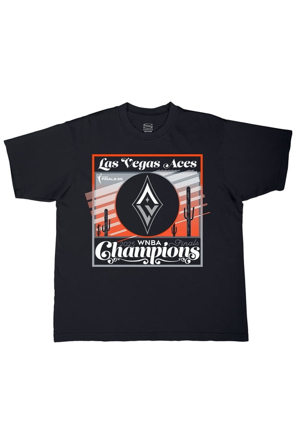 Unisex Stadium Essentials Black Las Vegas Aces 2025 WNBA Finals Champions Sunset Urban Premium Relaxed Fit T-Shirt