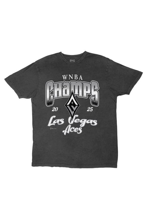 Unisex Stadium Essentials Heather Black Las Vegas Aces 2025 WNBA Finals Champions Wharf Vintage Wash T-Shirt