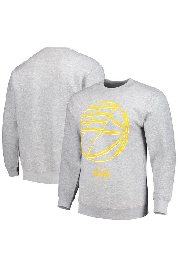 Unisex Stadium Essentials  Heather Gray Los Angeles Lakers Element Logo Pop Pullover Sweatshirt