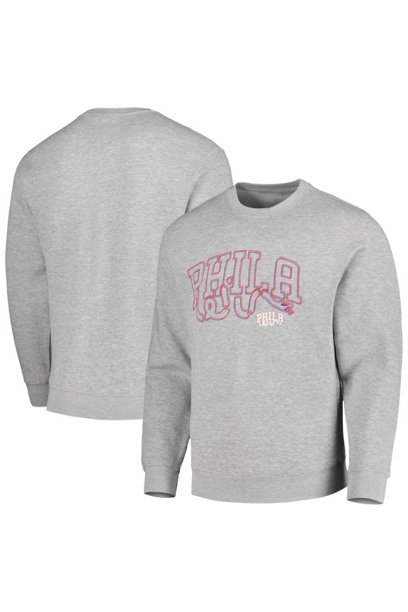 Unisex Stadium Essentials Heather Gray Philadelphia 76ers Element Logo Pop Pullover Sweatshirt