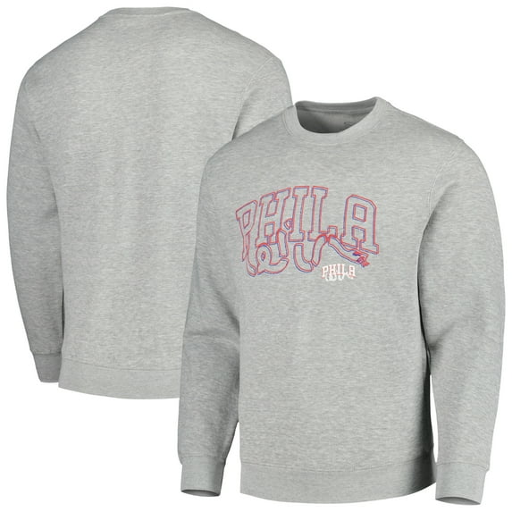 Unisex Stadium Essentials Heather Gray Philadelphia 76ers Element Logo Pop Pullover Sweatshirt