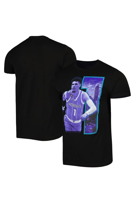 Unisex Stadium Essentials LaMelo Ball Black Charlotte Hornets Player Skyline T-Shirt