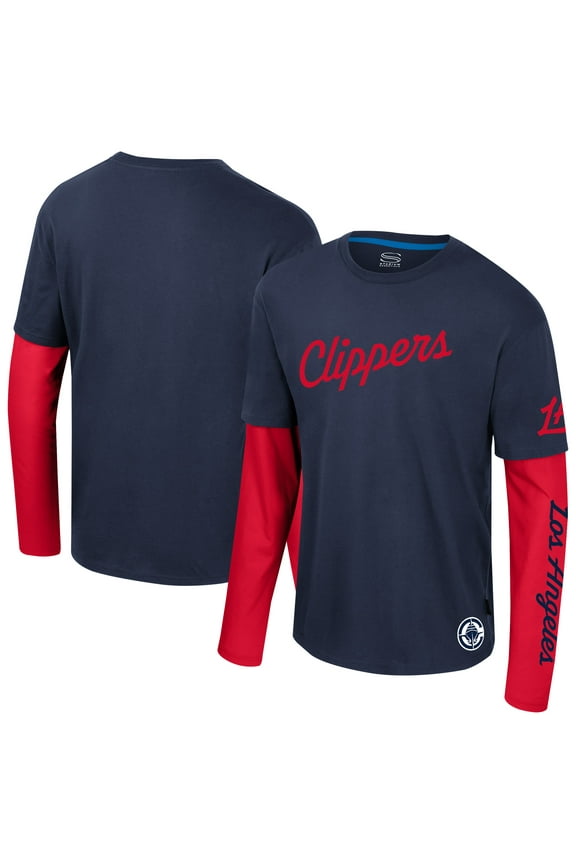 Unisex Stadium Essentials Navy LA Clippers Spectator 2fer Long Sleeve T-Shirt
