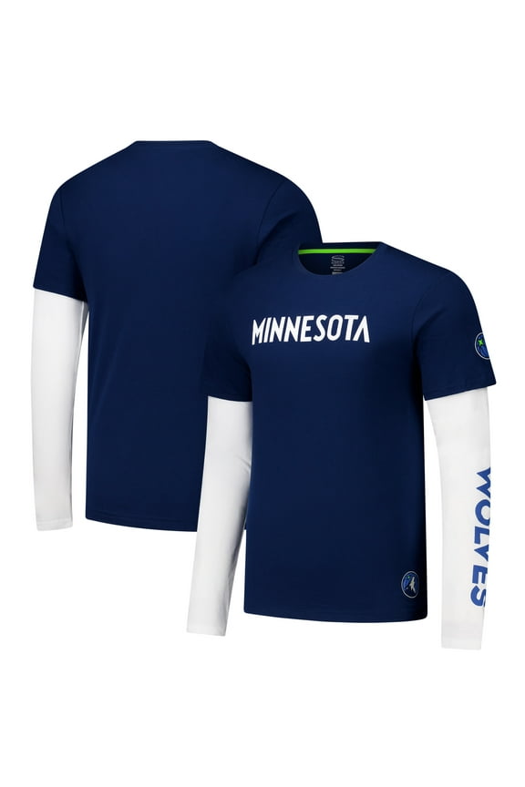 Unisex Stadium Essentials Navy Minnesota Timberwolves Spectator Twofer Long Sleeve  T-Shirt