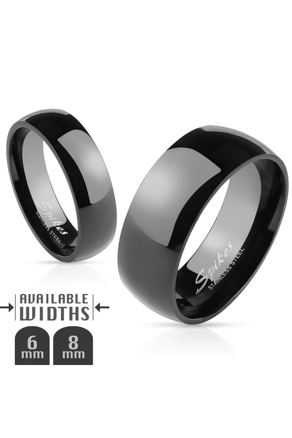 Unisex Stainless Steel 316 Black Ion Plated Wedding Band Ring 6 or 8mm Width 06 mm Size 06