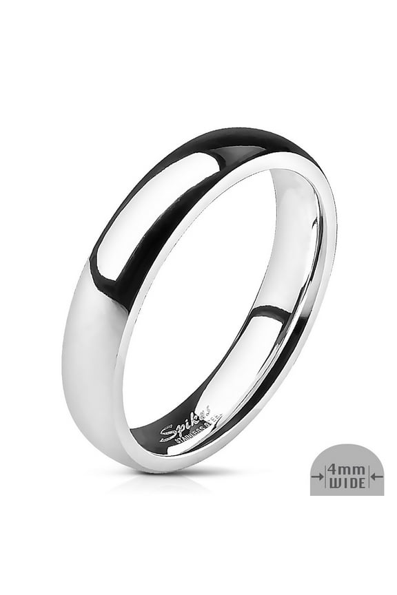 Unisex Stainless Steel 316 High Polished Wedding Band Ring Width 04 mm Size 07