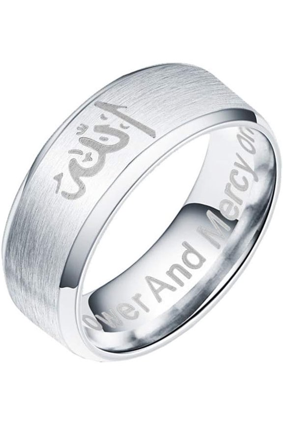 Unisex Stainless Steel 8MM Religious Prayer Statement Lucky Amulet Black Rings