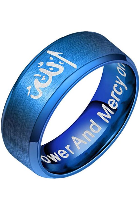 Unisex Stainless Steel 8MM Religious Prayer Statement Lucky Amulet Black Rings