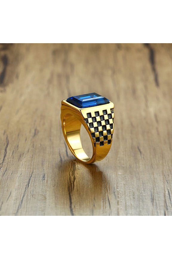 Unisex Stainless Steel Checkerboard Ring Geometric Pattern Durable Fashion Accessory For Men And Women For All
