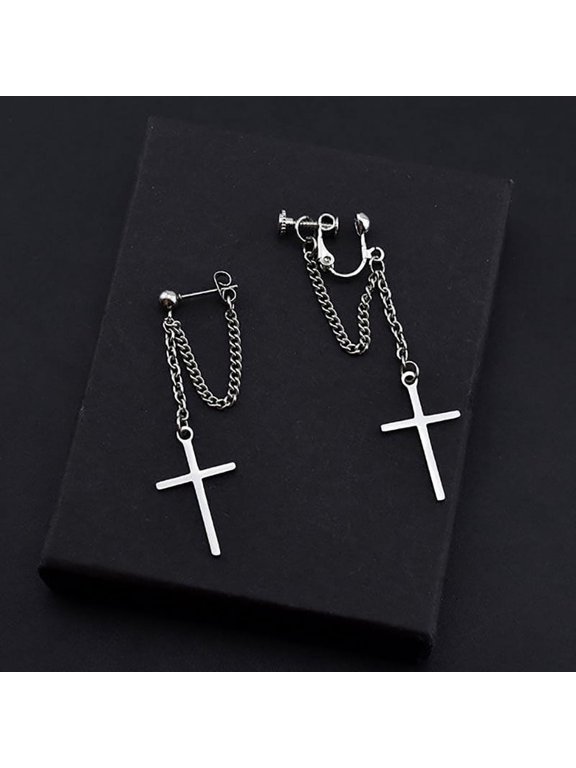 Unisex Stainless Steel Crosses Earrings for Women Gothic Rock Style Jewelry Gift