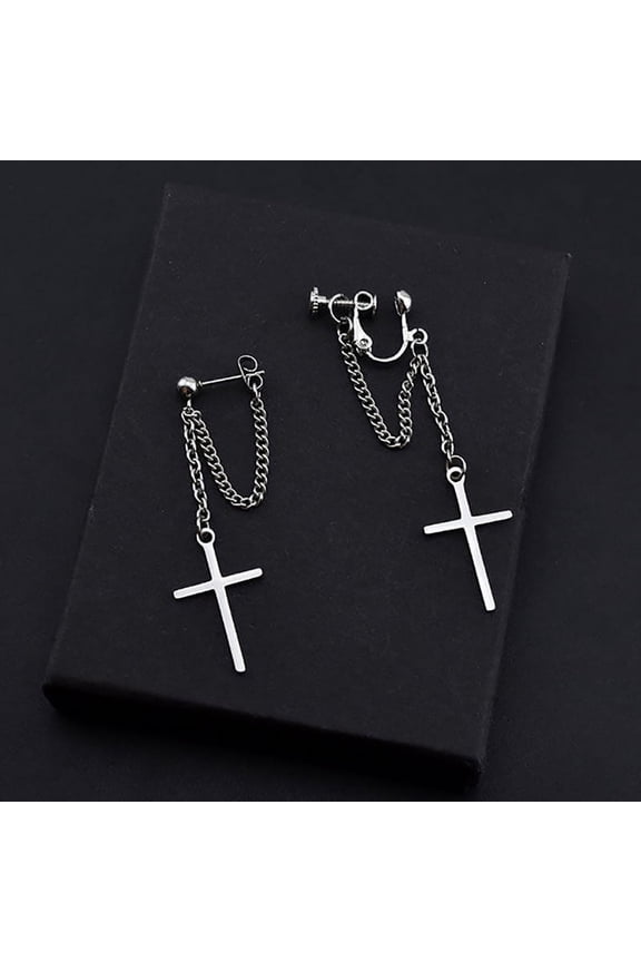 Unisex Stainless Steel Crosses Earrings for Women Gothic Rock Style Jewelry Gift