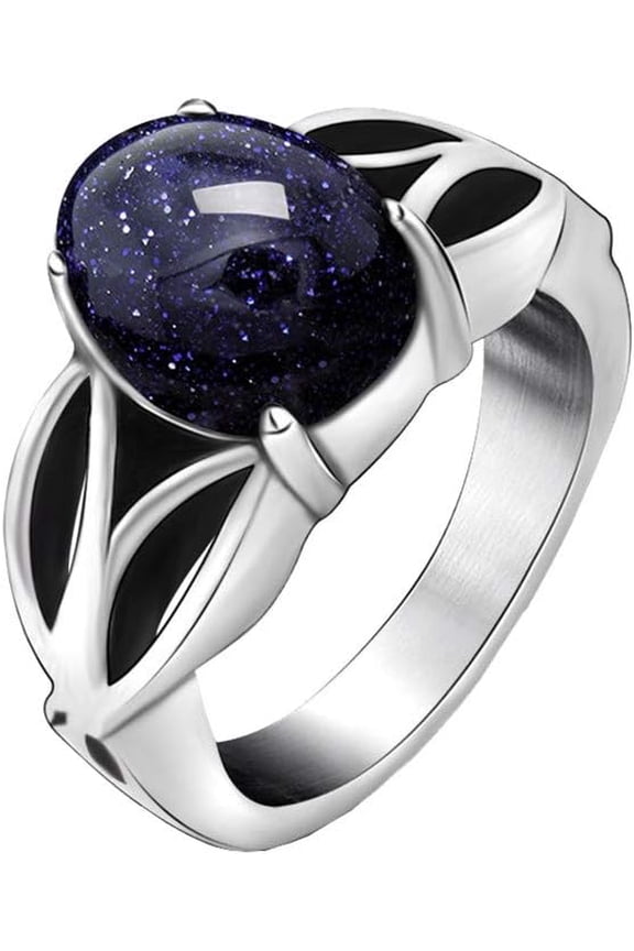 Unisex Stainless Steel Dragon Claw Blue/Red Oval CZ Gem Stone Ring Vintage Gothic Biker