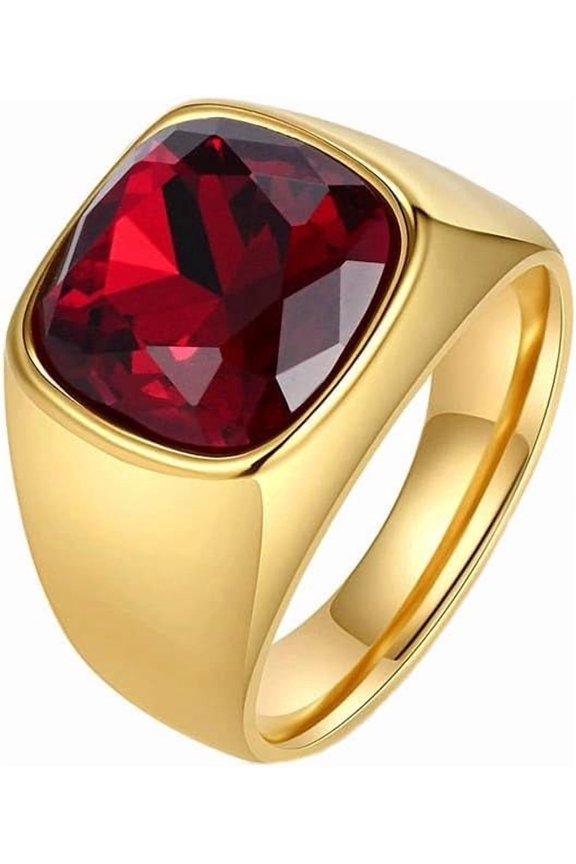 Unisex Stainless Steel Gemstone Retro Minimalist Style Jewelry Design Personality Trendy Festival Ring