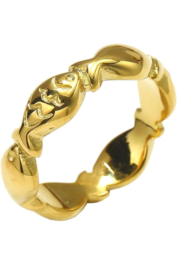 Unisex Stainless Steel Modern Elegant Classic 6mm Thin Stackable Splicing Small Fish Shape Wedding Ring Fishhook Skeleton