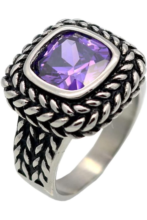 Unisex Stainless Steel Personality Classic Cut Multicolor Rhinestones Gemstone Signet Ring