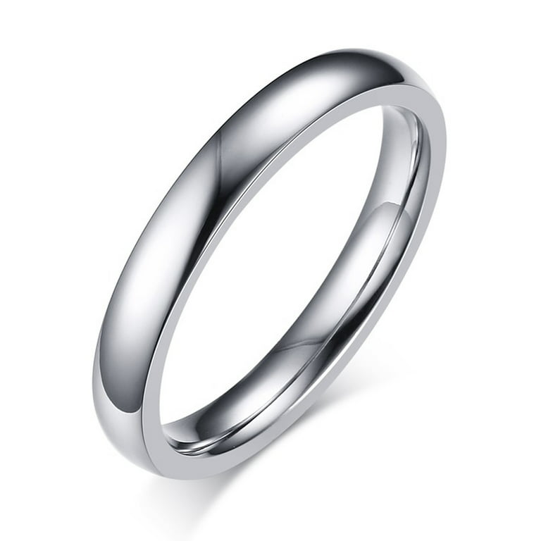 Unisex Stainless Steel Plain 3MM Wedding Band, Polished Wedding Ring For  Men or Women