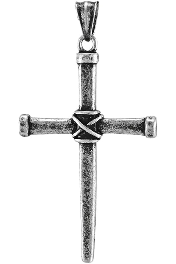Unisex Stainless Steel Retro Punk Wire Wrapped Nails Cross Charm Pendant Amulet Crucifix Necklace Faith Christian Jewelry