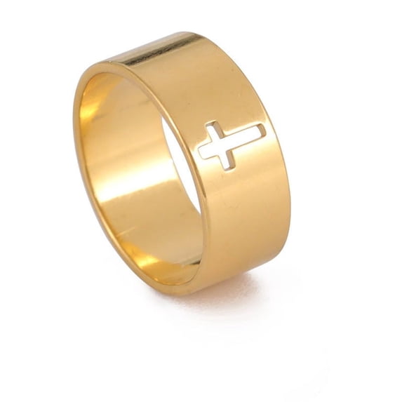 Unisex Stainless Steel Ring with Hollow Cross Design Electroplated Finish Durable Ring Stylish Band Ring for Men and Women Fashion Jewelry