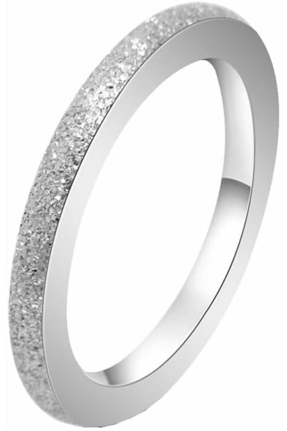 Unisex Stainless Steel Simple Hip Hop 2MM Thin Stackable Matte Sandblast Finished Knuckle Finger Ring Wedding Band