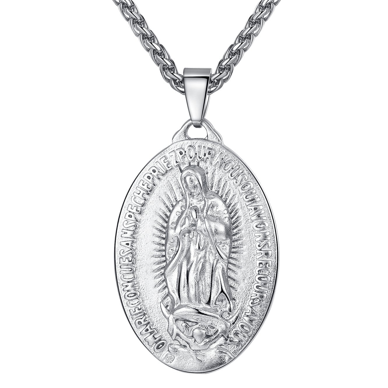 Unisex Stainless Steel Virgin Mary Medallion Pendant Necklace for Men or Women afe42d98 b51d 4e68 a7d4 f61d24a6e57c.218fa075fd8bafbf271a867e6bee52de