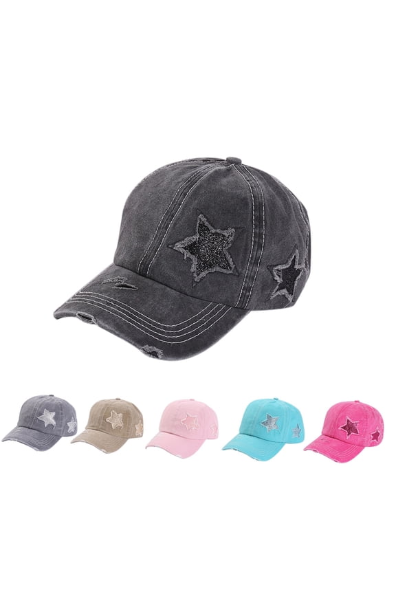Unisex Star Print Baseball Cap Fashion Peaked Hat for Outdoor Sun Protection